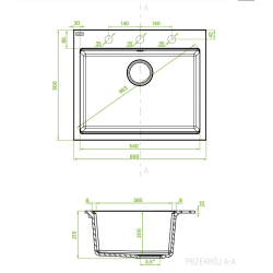 TAU - ZLEWOZMYWAK GRANITOWY 1-KOMOROWY SBT 7106